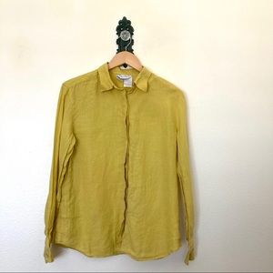 MaxMara Chartreuse Linen Button Down